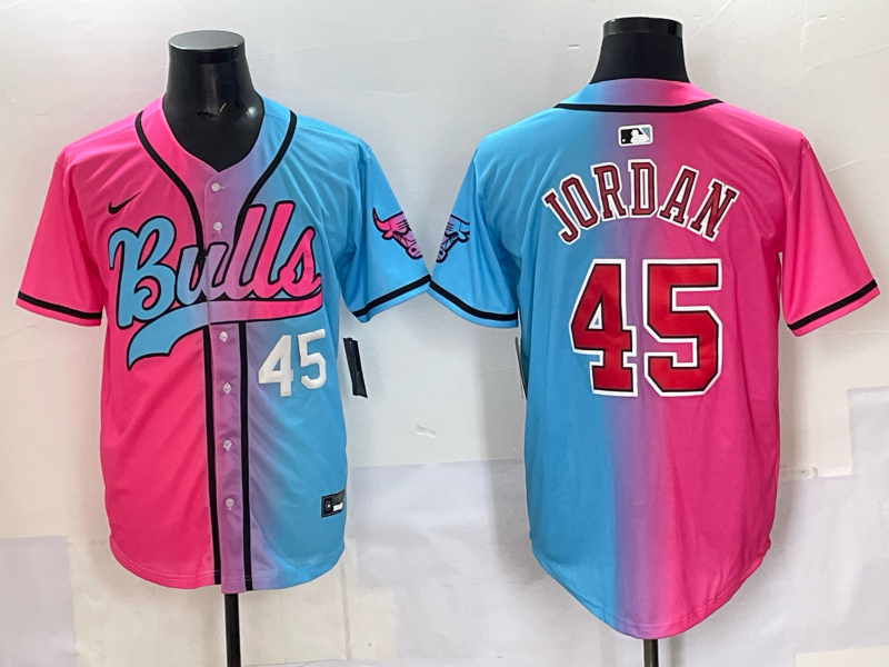 Men Chicago Bulls Nike 45 Jordan Blue pink NBA 2025 Jersey style 001